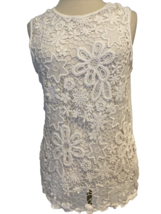 Lapis White Sleeveless Knit Top with Lace Overlay Size M - $9.49