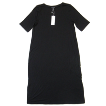 NWT Eileen Fisher Crew Neck Shift in Black Fine Tencel Jersey T-Shirt Dress XS - £65.53 GBP