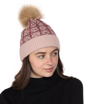 Womens Tweed Knit Beanie Hat with Pom Pom Wine Color INC $32 - NWT - £4.97 GBP