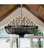 96-Light Modern Industrial Chandelier-70.8"Black Adjustable Candle Penda... - $742.69
