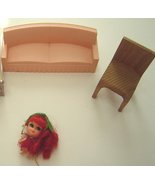 Vintage Little Kiddle Red Head Rosebud Doll with Couch and Chair Retro 1... - £19.63 GBP