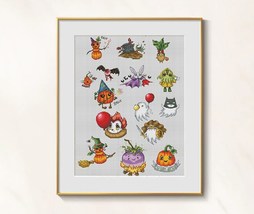 Halloween cross stitch pumpkin ghosts pattern pdf - mini charts set - $29.99