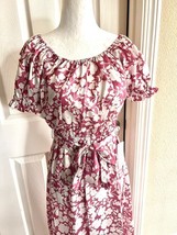 NSR Dress Women Small Pink Off Shoulder Puff Sleeve Smocked Cottage Prairie - $23.76