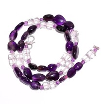 Natural Amethyst Crystal Gemstone Smooth Beads Necklace 17&quot; UB-2732 - £7.80 GBP