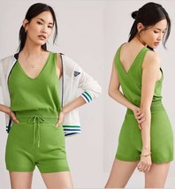 NWT ANTHROPOLOGIE DAILY PRACTICE SHORTS ROMPER JUMPSUIT COMFY KNIT GREEN S - $77.18