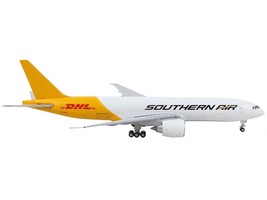 Boeing 777F Commercial Aircraft &quot;Southern Air - DHL&quot; White and Yellow 1/400 Die - £63.58 GBP