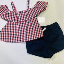 Toddler Girls 2T Patriotic Outfit, Plaid Red White &amp; Blue 4th of July - $16.82