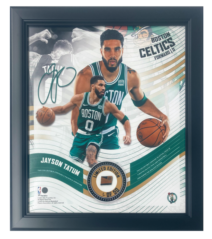 Jayson Tatum Celtics Framed 15&quot; x 17&quot; Game Used Basketball Collage LE 1/50 - $295.00