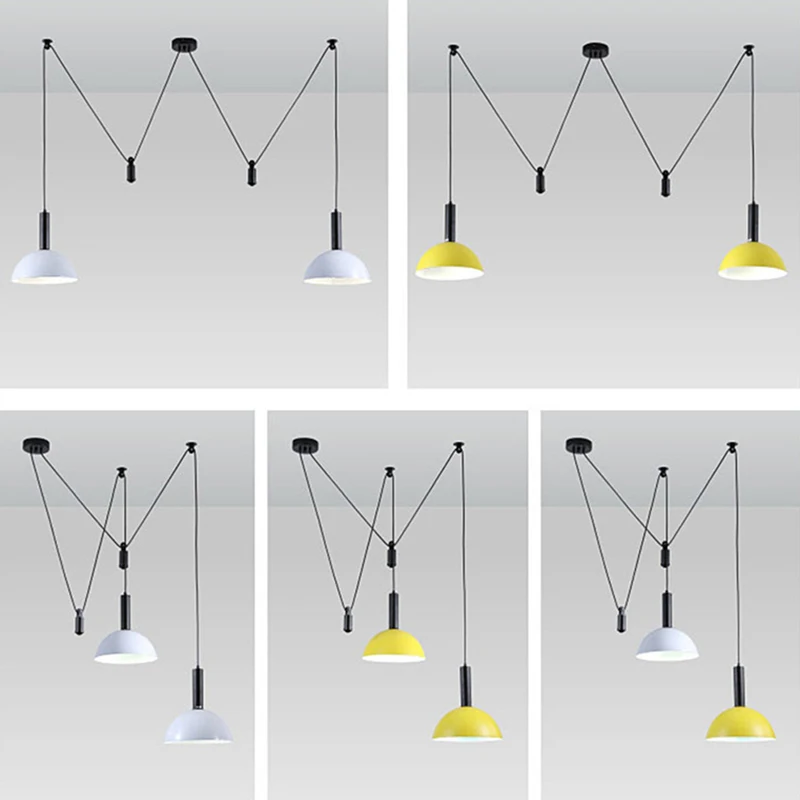 Nordic Pulley Liftable LED Pendant Lights Adjustable Height Dining Room Kitchen - £93.97 GBP+