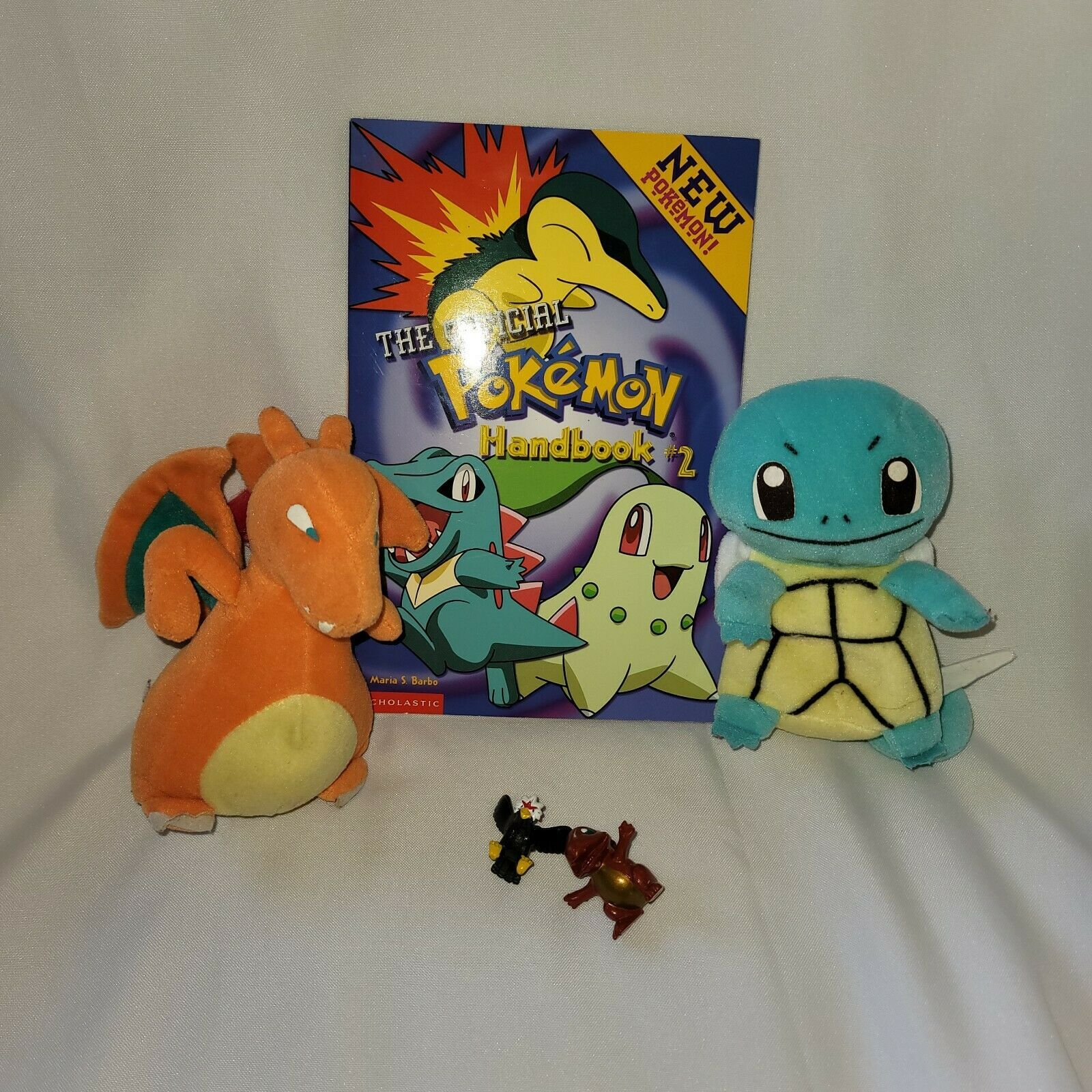 Pokemon Toy Set 2 Plushies Plush Beanbag Squirtle Charizard Official Handbook - £23.22 GBP