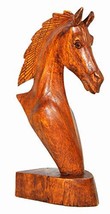WorldBazzar 9&quot; Hand Carved Mahogany Horse Head Bust Western Statue - £19.50 GBP