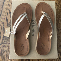 NEW OLUKAI Woman’s Kapehe Luana Leather Flip Flop Sandals Sahara Size 9 NIB - £70.08 GBP