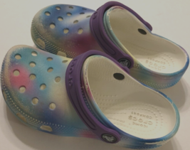 Crocs Iconic Comfort Shoes Child Classic Clogs Multicolor Tie Dye Slingb... - $10.88