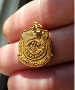 Vintage FFA Farm Mechanics Pin Charm 7/8&quot; high x 3/4&quot; wide gold tone - £19.27 GBP