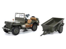 Willys Jeep 1/4-Ton Utility Truck Olive Drab with Trailer &quot;United States Army&quot; 1 - £38.91 GBP