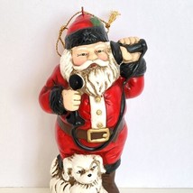 1993 Santa Claus On The Phone w/Dog 1898 Repro Christmas Ornament 5” Tall - £11.92 GBP