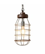 New Industrial caged wire  Pendant Light in Rustic Tin - SALE - $1,343.23 MXN