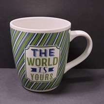 The World Is Yours Green &amp; White 25 oz. Ceramic Coffee Mug Cup - $14.37