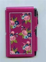 Flip Notes Pink Floral Metal Case with Pen  - $9.90