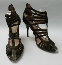Plenty Tracy Reese Shoes Heels Metallic Bronze Caged Zip Heel Sz US 8.5 EU 38.5 - £30.31 GBP