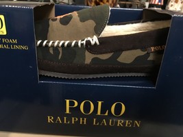Polo Ralph Lauren Men Mocc ASIN Slipper Camo Green Orange Horse Size 10 Nib Nice - $55.13