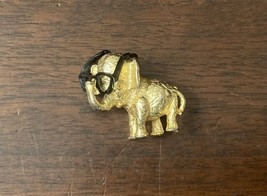 Adorable Gold Tone Elephant With Glasses Brooch Pin - £11.20 GBP