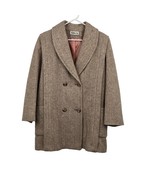 Vintage Herman Kay Coat Womens M? Used Wool Blend Brown Cream Herringbone - £30.15 GBP