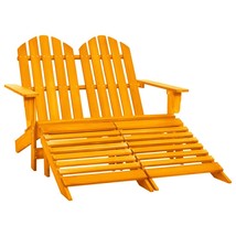 2-Seater Garden Adirondack Chair&amp;Ottoman Fir Wood Orange - £90.30 GBP