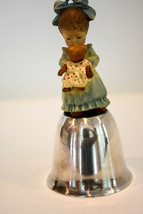 Girl and Teddy Bear - Silver Plated Bell - Reed &amp; Barton  Classic Figure - £9.60 GBP