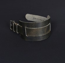 Handmade Bund band, Gray Leather watch strap, Cuff watch band 18-24mm Mi... - $35.00