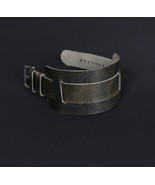 Handmade Bund band, Gray Leather watch strap, Cuff watch band 18-24mm Mi... - $35.00