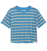 NWT TREASURE &amp; BOND Kids&#39; Raw Hem T-shirt Blue Blithe Multi Stripe Size M - £3.44 GBP