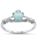 Sterling Silver Natural Larimar Claddagh Ring - $45.26 CAD