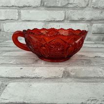 LE Smith Red Glass Handled Candy Dish Candle Holder 5.5 Inches - $16.79
