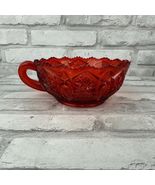 LE Smith Red Glass Handled Candy Dish Candle Holder 5.5 Inches - $16.79