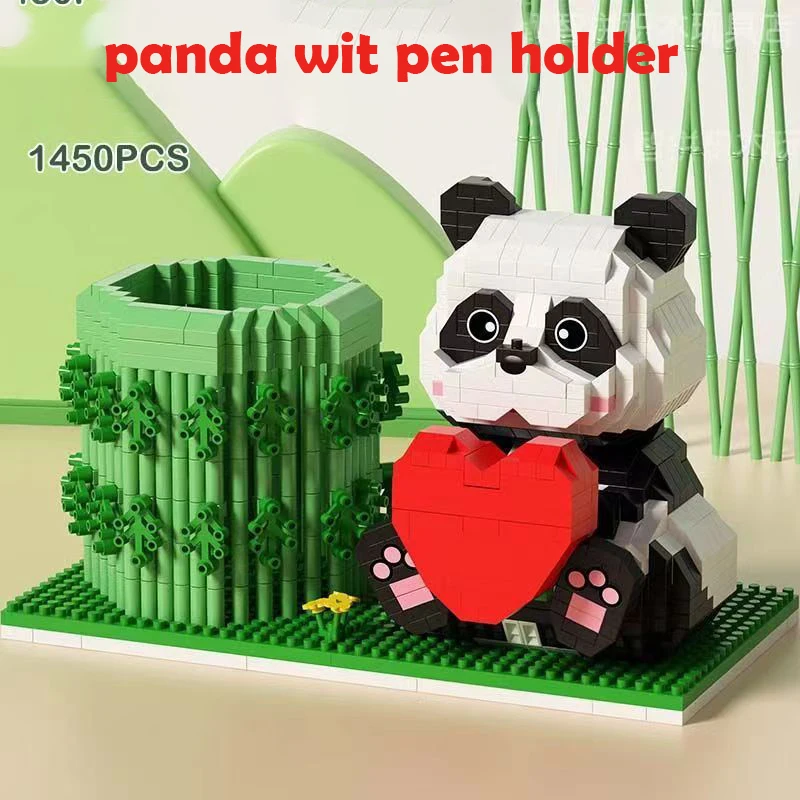 Hot Sale Micro Building Blocks Panda With Pen Holder&amp;Heart Mini Diamond ... - £15.72 GBP+