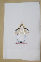 Patience Brewster Krinkles Millicent ballerina Penguin Xmas Tea bar hand towel - £32.16 GBP