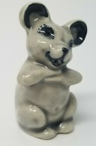 Figurine Mouse Gray Black Standing Grinning Jovial Vintage Small Ceramic Arts  - £11.38 GBP