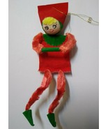 Mid Century Modern Pixie Elf Knee Hugger Christmas Ornament Japan Tag Cl... - £20.91 GBP