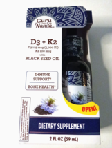 Guru Nanda D3+K2 Black Seed Oil Supplement Expires 7/2024+ - $24.74