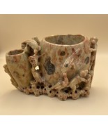 Large Vintage Chinese Hand-Carved Soapstone Brush Pot or Vase - $1,210.60 MXN