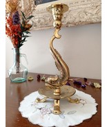 Superb pair of gilt bronze and carved dolphin body candlesticks, 1960s - €237,34 EUR