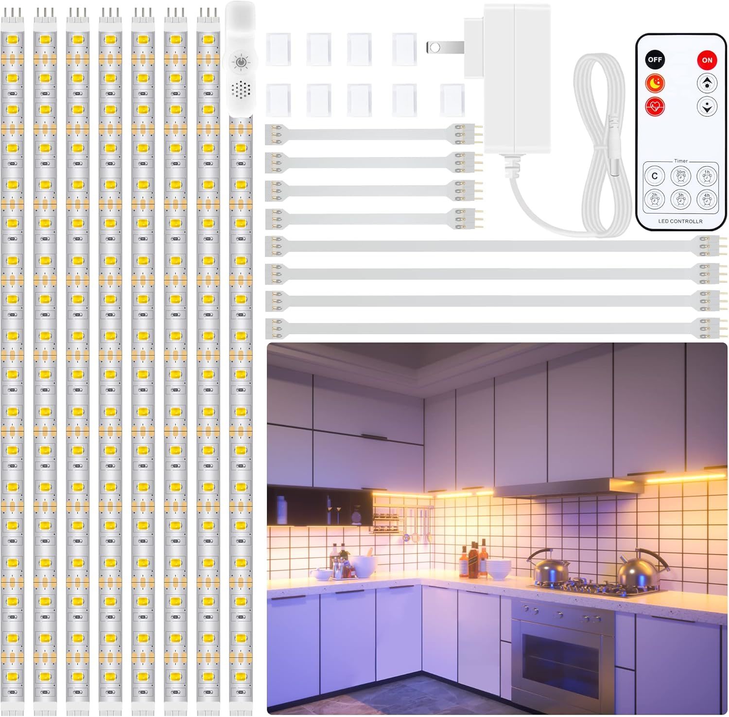 Lafulit Under Cabinet Lighting Kit - 8 Pcs, 2700K Warm White Flexible Le... - $33.92