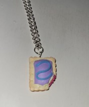 Wild Berry Pop Tart Necklace Silver Breakfast Charm Frosted Pastry - £6.99 GBP