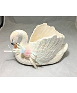 Swan shaped iridescent porcelain planter candy nuts bowl vintage Enesco ... - £6.95 GBP