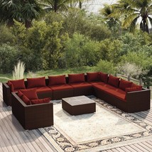  Garden Lounge Set Brown Poly Rattan Large Garden Lounge Set - $1,663.99