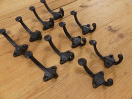 10 Cast Iron BLACK U-Shape Hooks Coat Hat Sweater Towel Bathroom Kitchen... - $22.99