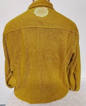L- Indigo Palms Yellow Gold Pullover 1/4 Zip Reversible Sweater 50&quot; Vintage - £41.79 GBP