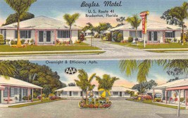 Boyles Motel Bradenton Florida 1950s linen postcard - $6.93