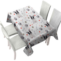 Cute French Bulldog Dog Paws and Bones Tablecloth - $51.95 CAD+